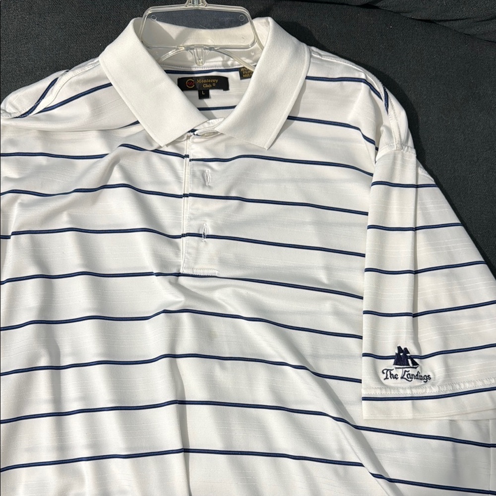 Classic White and Blue Striped Polo Shirt